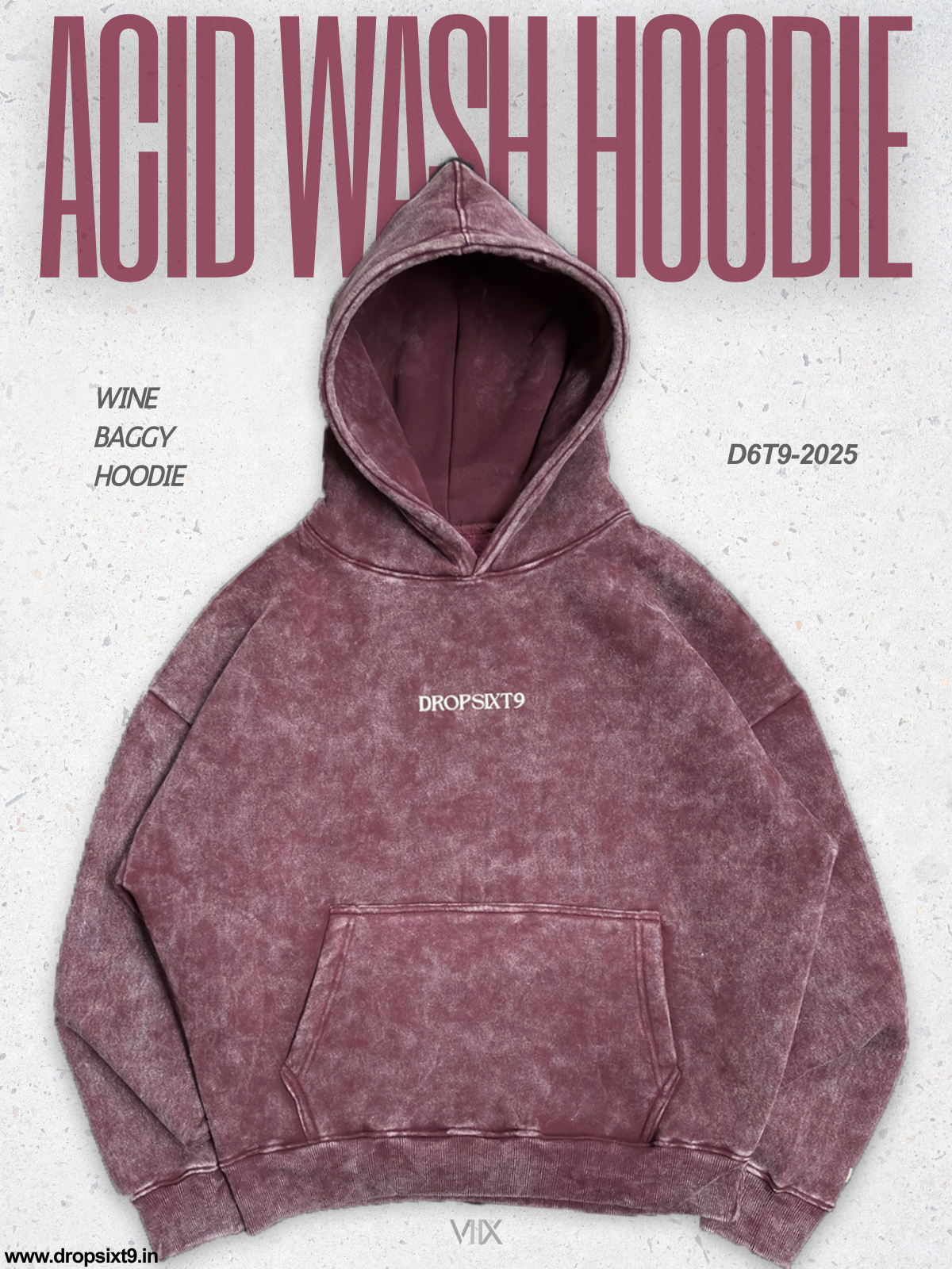 The Wine Candy Acid Washed Oversized Hoodie