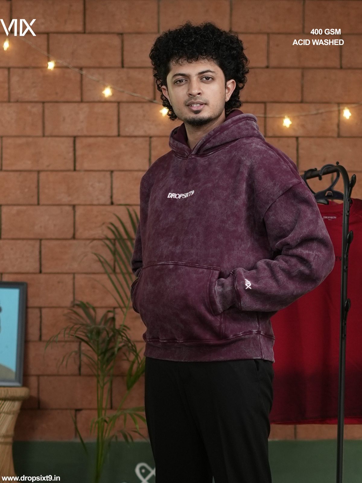 The Wine Candy Acid Washed Oversized Hoodie