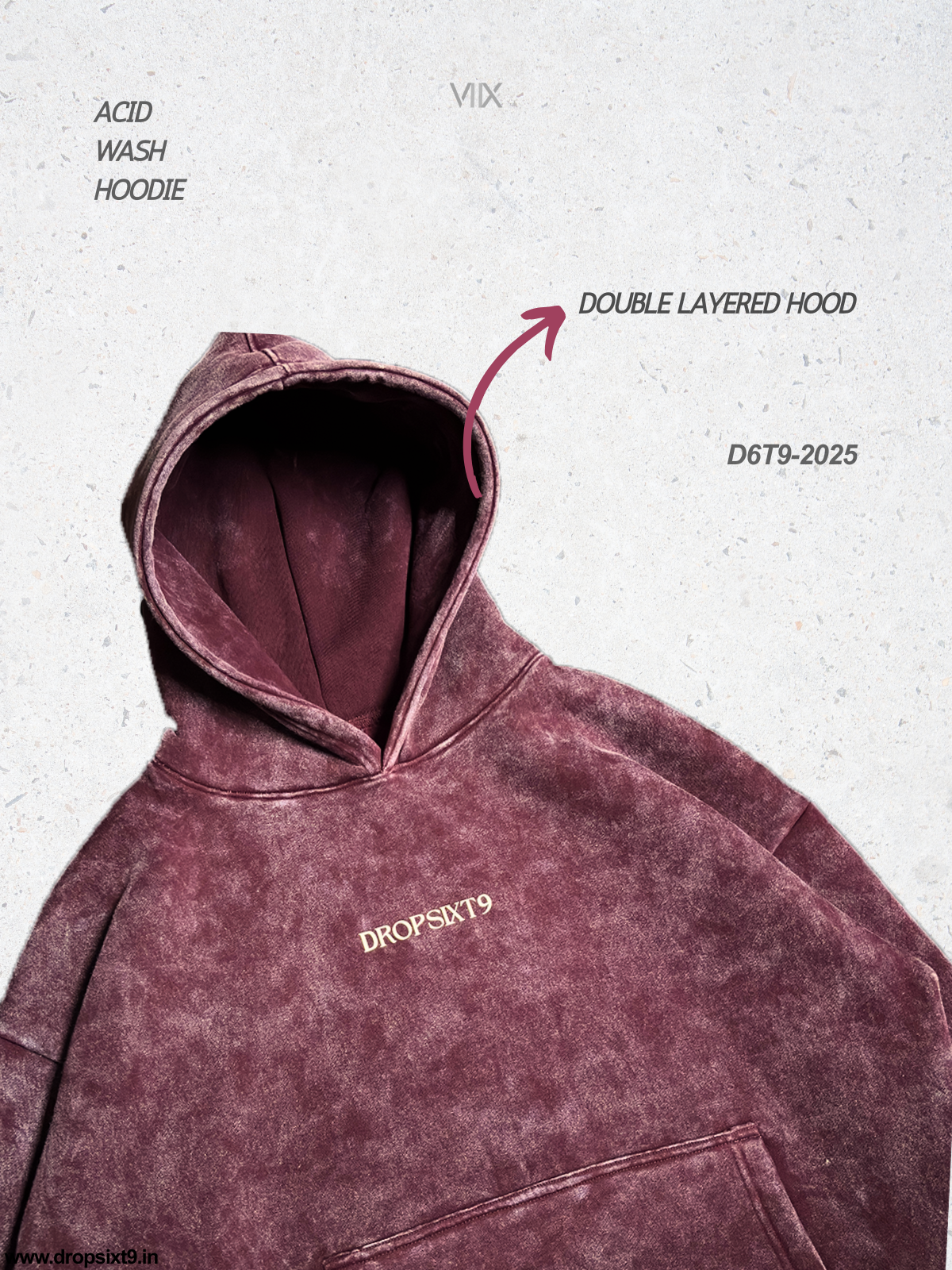 The Wine Candy Acid Washed Oversized Hoodie