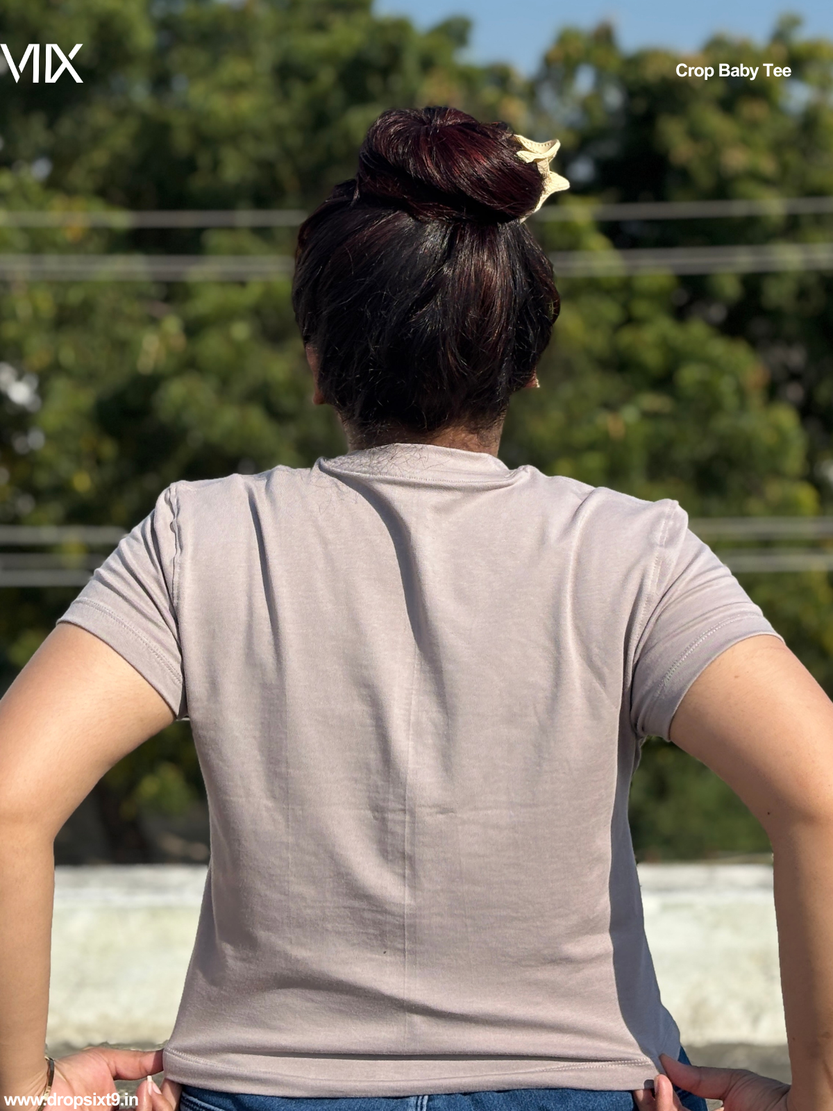 Dropsixt9 Ash Grey Cropped Baby Tee For Women