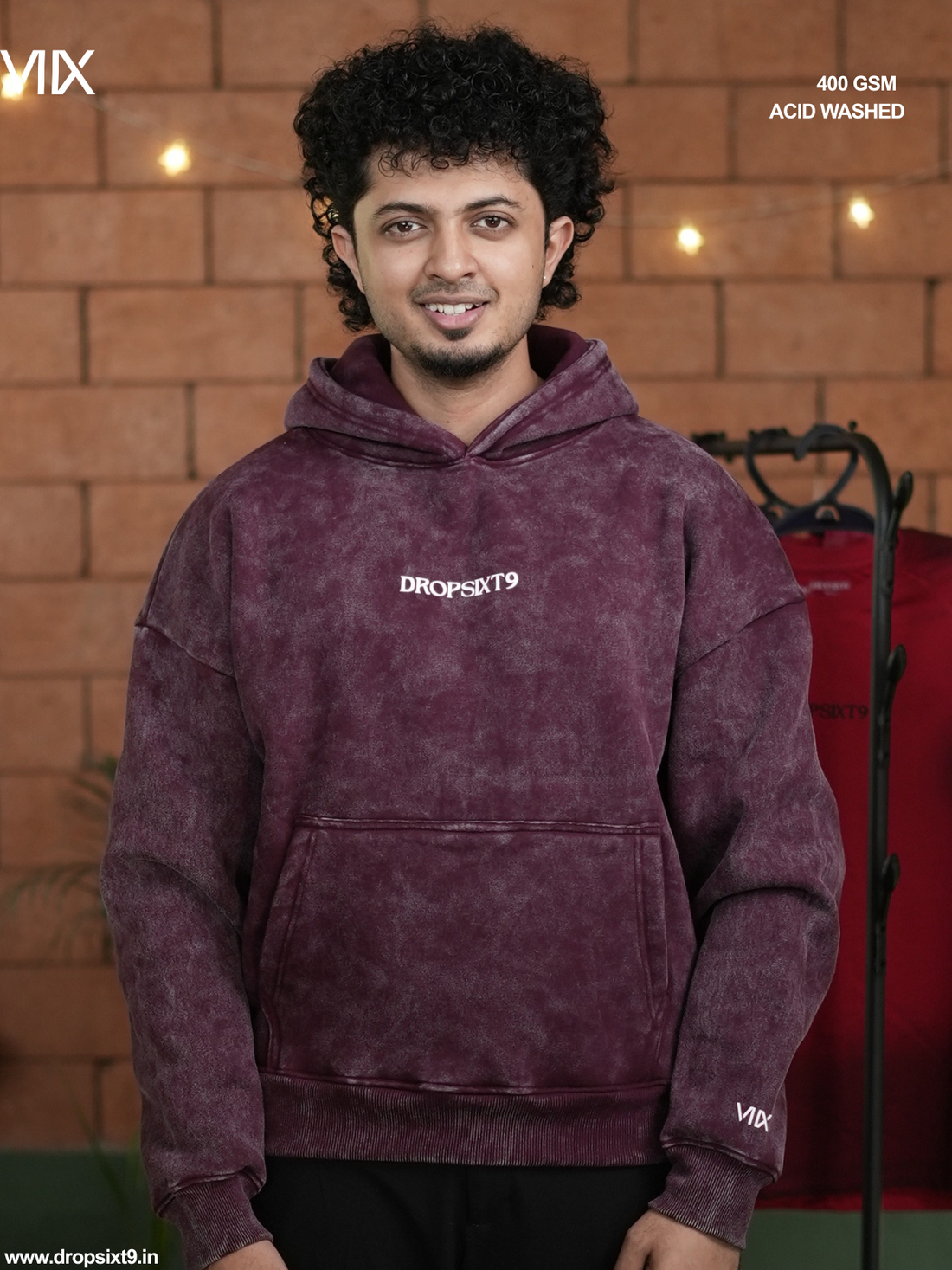 The Wine Candy Acid Washed Oversized Hoodie