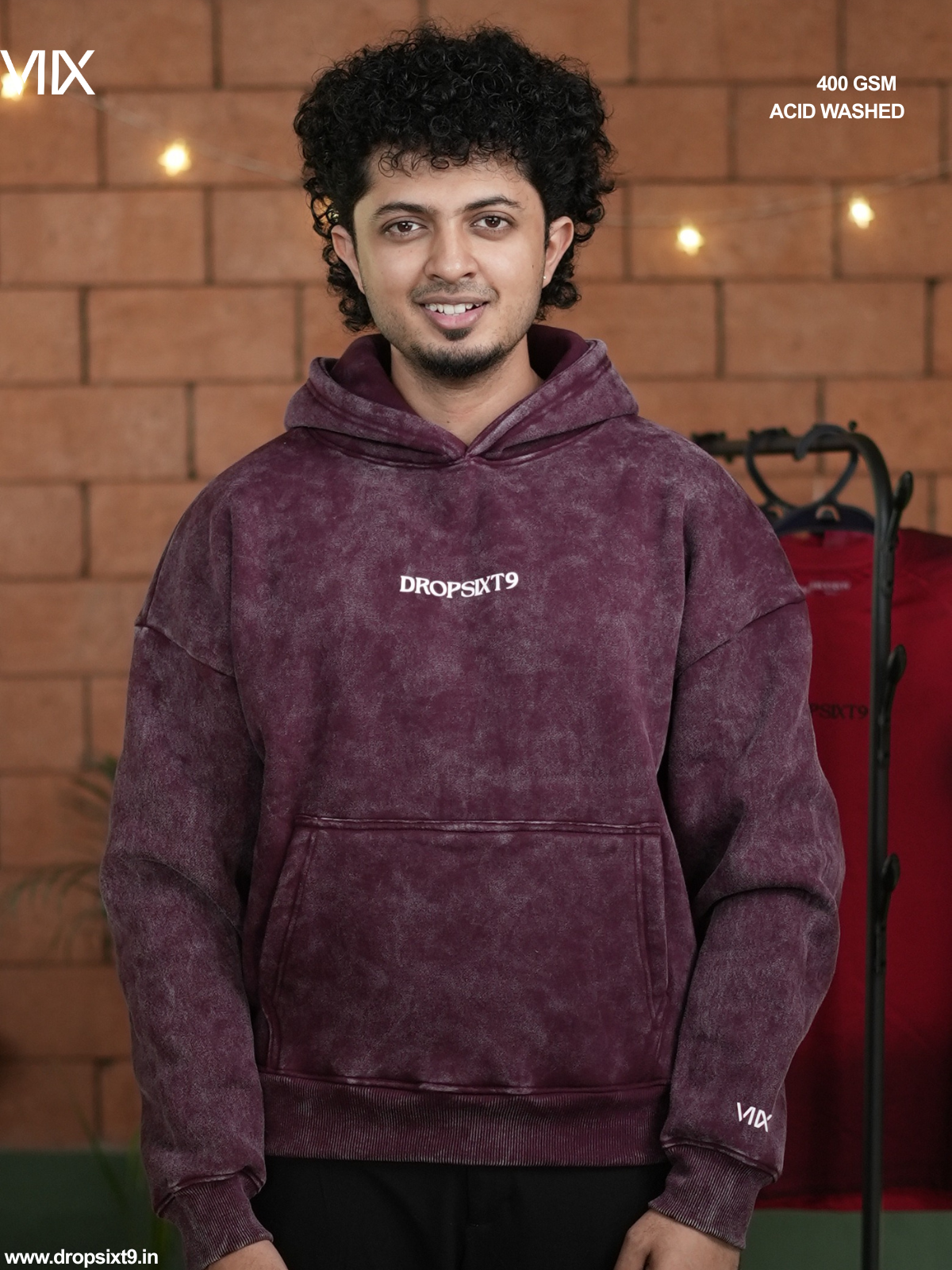 The Wine Candy Acid Washed Oversized Hoodie